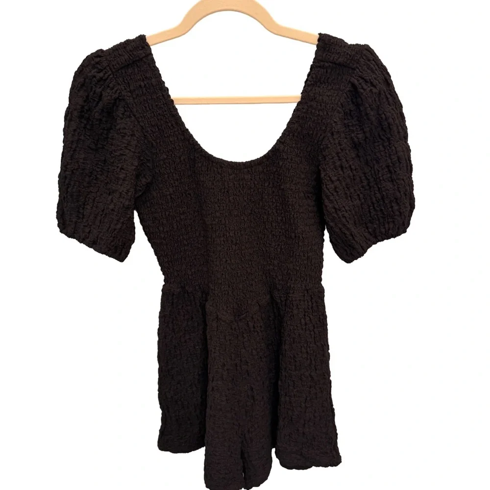 Saltwater Luxe Black Smocked Romper - Picture 3 of 6